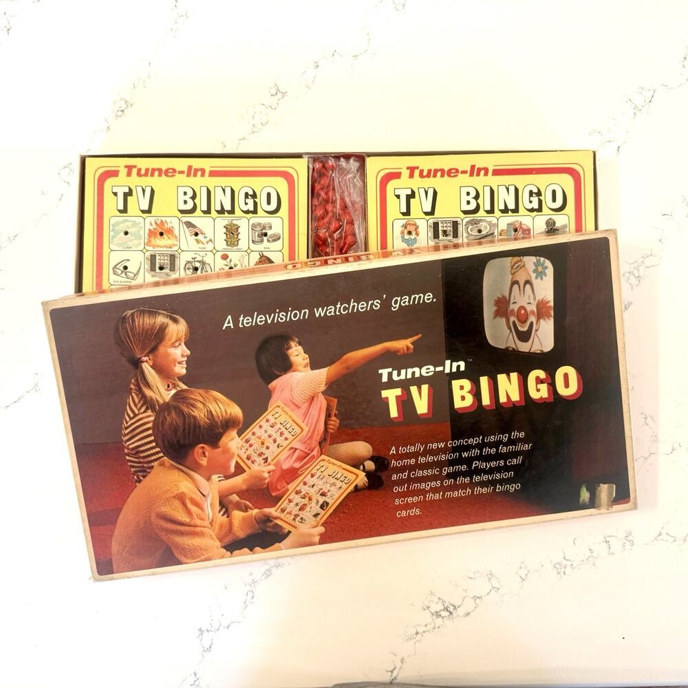 Vintage 1970 Tune-In TV Bingo Board Game — Selchow & Righter Complete Classic
